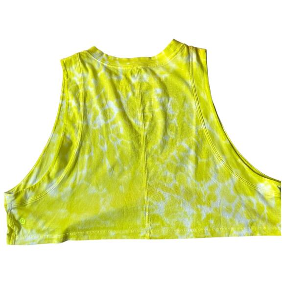 NWOT Lululemon All Yours Crop Tank Top Yellow Tie Dye Crewneck Sleeveless Sz. 12 - Picture 2 of 5